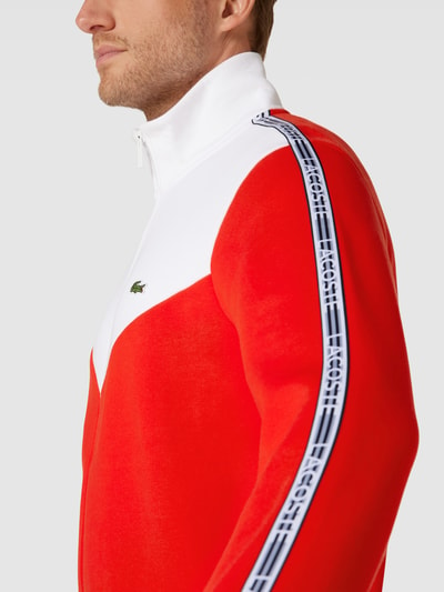 Lacoste Sweatjacke in Two-Tone-Machart Modell 'TAPE COLOR BLOCK' Hellrot 3