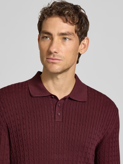 MCNEAL Strickpullover mit Polokragen und kurzer Knopfleiste Dunkelrot 3