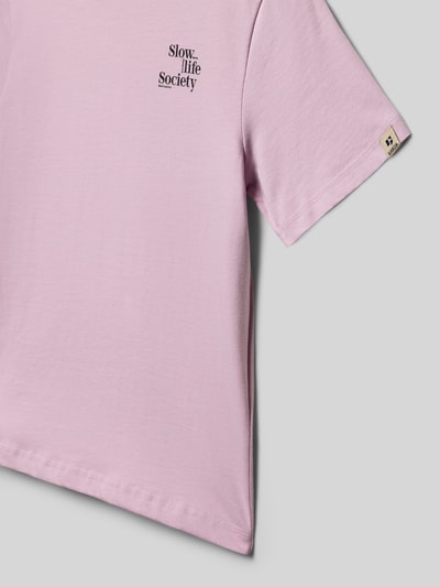 Produktfoto, Regular Fit T-Shirt mit Logo-Print von Garcia aus Reine Baumwolle, Kinder T-Shirt in Rosa, Rundhalsausschnitt, Rückenlänge 52 cm in Größe 140