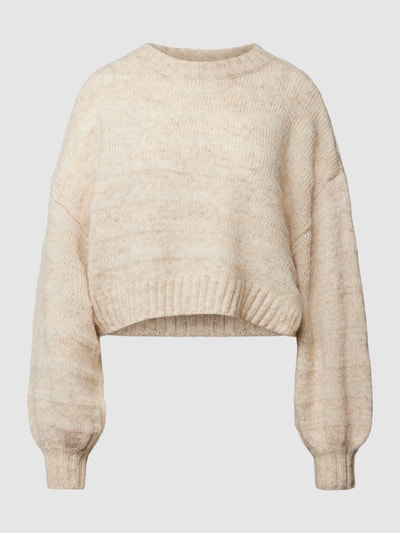 Only Cropped Strickpullover mit Strukturmuster Modell 'CELINA' Beige Melange 1