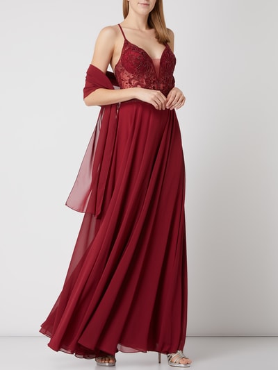 Luxuar Abendkleid mit Stickereien  Rot 5