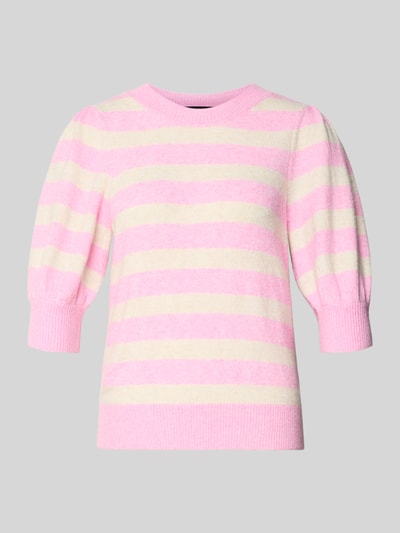 Produktfoto, Regular Fit Strickpullover mit Crew Neck Modell 'DOFFY' von Vero Moda, Optik: Unifarben, Strickoptik, Label-Stitching-Applikation, 1/2-Arm, Rundhals, gerippte Abschlüsse, Materialverarbeitung: Strick.