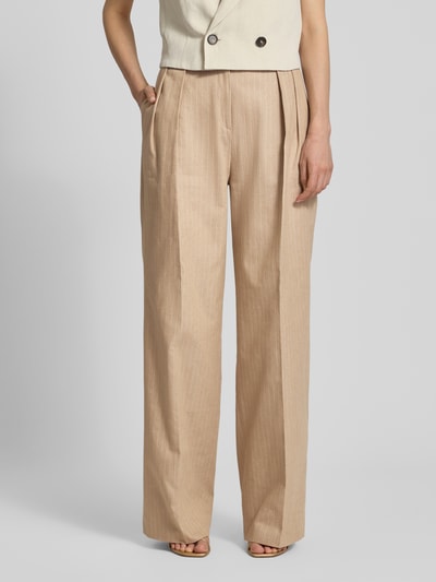 HUGO Weite Hose Baumwoll-Mix mit Leinen-Anteil Modell 'HENESA' Sand 4