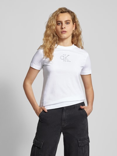 Calvin Klein Jeans T-shirt met labelprint Wit - 4