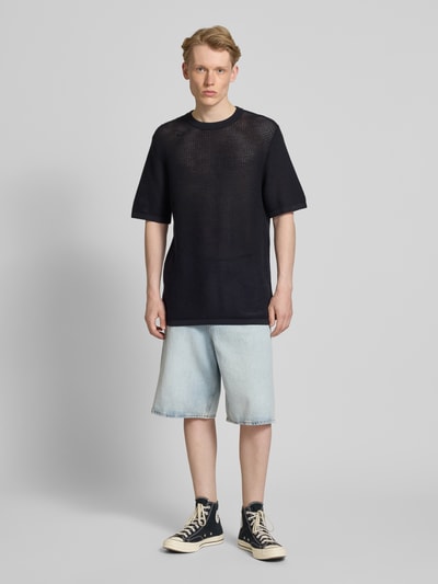 Jack & Jones Strickshirt mit Rundhalsausschnitt Modell 'ALMERIA' BLACK 1