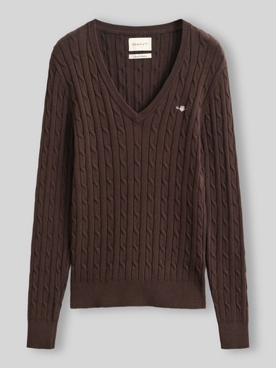 GANT Regular Fit Pullover aus Baumwoll-Mix mit Logo-Stitching Mittelbraun 1