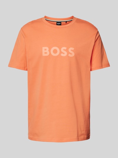 BOSS T-shirt met labelprint Oranje - 2