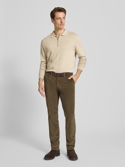 Brax Spodnie sztruksowe o kroju slim fit z kieszeniami z tyłu model ‘Fabio’ Szarobrązowy 1