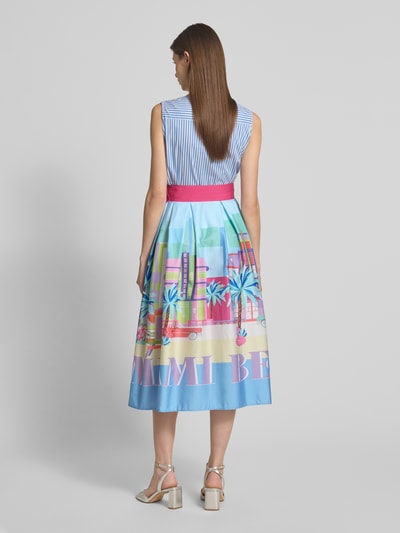 Milano Italy Midikleid mit V-Ausschnitt und Bindegürtel Bleu 5