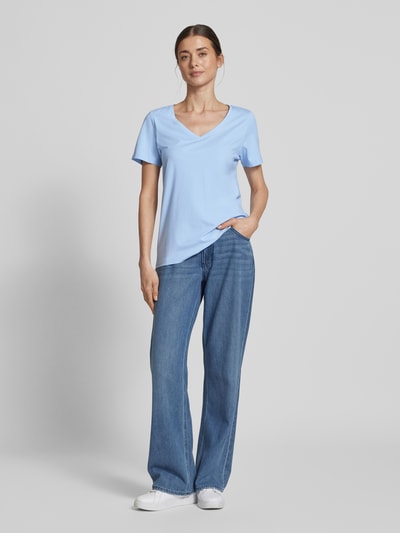 s.Oliver RED LABEL Regular Fit T-Shirt aus Baumwoll-Elasthan-Mix Hellblau 1