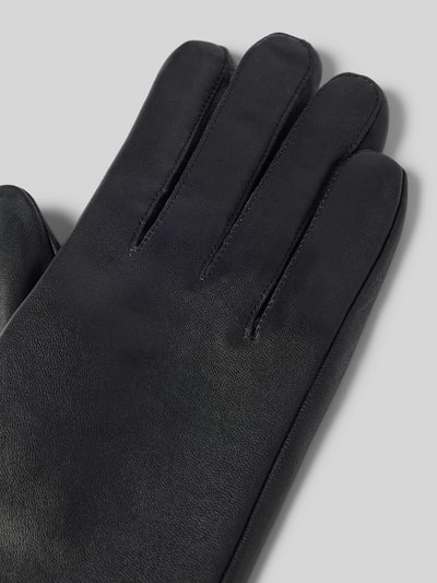 FI.NE Touchscreen-Handschuhe aus Leder mit Ziernähten Black 3