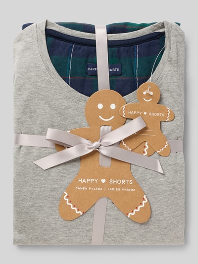 Happy Shorts Pyjama met ronde hals, model 'XMAS' Lichtgrijs - 4