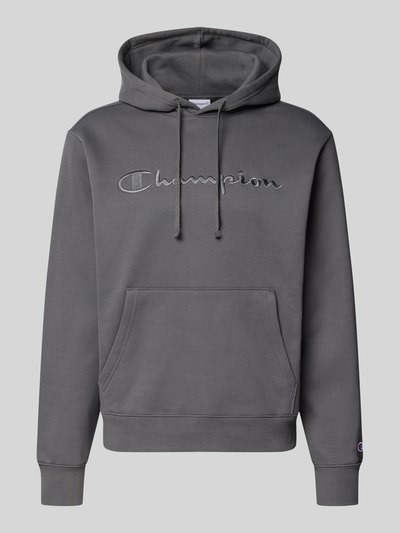 Produktfoto, Relaxed Fit Hoodie aus Baumwoll-Mix mit Label-Stitching von Champion in Grau, Kängurutasche, elastische Abschlüsse, Herrenmodell