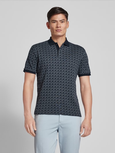 SELECTED HOMME Slim fit poloshirt met all-over motief, model 'JAY' Marineblauw - 4