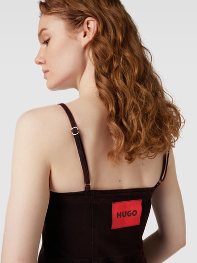 HUGO Knielanges Jeanskleid mit Label-Patch Modell 'Georgiana' Rot 3