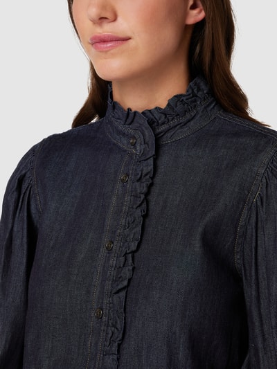 Lauren Ralph Lauren Jeansblouse met sportmanchetten, model 'KISHTAR' Donkerblauw - 3