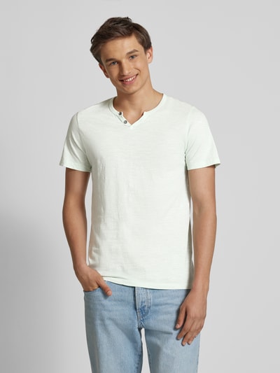 Jack & Jones T-shirt met V-hals, model 'SPLIT' Lichtblauw - 4