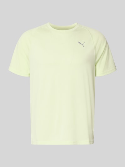 Productfoto, T-Shirt met logo en ronde hals van PUMA PERFORMANCE, regular fit, logo, ruglengte bij maat M: 70 cm, effen lichtgeel.