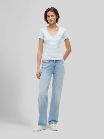 Tommy Jeans t-shirt o kroju slim fit z mieszanki bawełny Jasnoniebieski 1