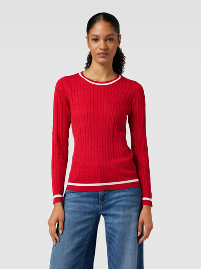 Montego Gebreide pullover met ribboorden Rood - 4