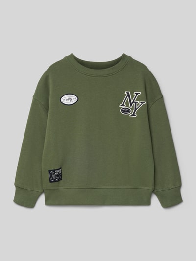 Mango Regular Fit Sweatshirt mit Motiv-Patches Oliv 1