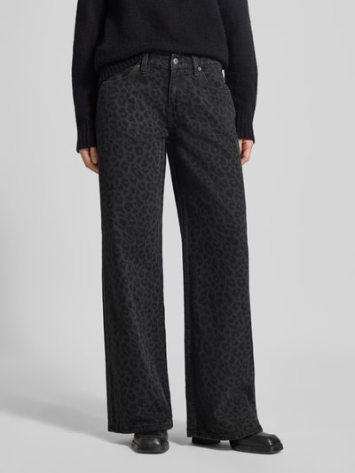 Mustang Wide Fit Jeans mit Allover-Animal-Print Modell 'Medley' Black 4