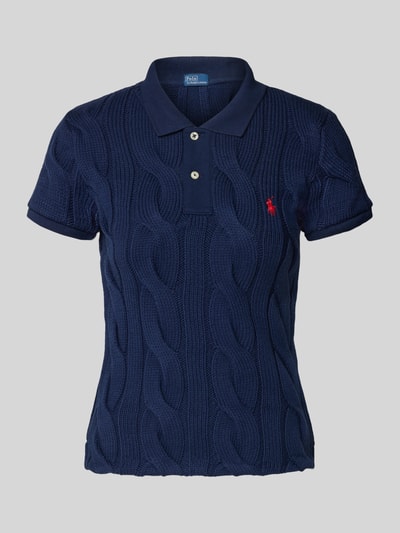Polo Ralph Lauren Regular fit poloshirt met kabelpatroon en logostitching Marineblauw - 2