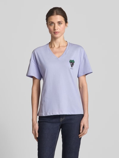 Liu Jo White T-shirt met labeldetail Lila - 4