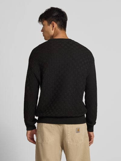 REVIEW Regular Fit Strickpullover aus reiner Baumwolle mit Label-Detail Black 5