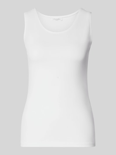 Produktfoto, Slim Fit Top mit Rundhalsausschnitt von Christian Berg Woman, biały, gładka tekstura, bez rękawów, krój slim fit, długość pleców 59 cm w rozmiarze S, elastyczny materiał