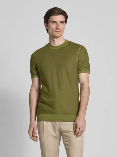 BOSS T-shirt in gebreide look, model 'Jianfranco' Groen - 4