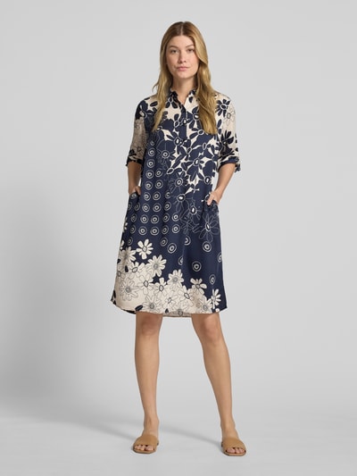 Milano Italy Knielanges Kleid mit 1/2-Arm Marine 1