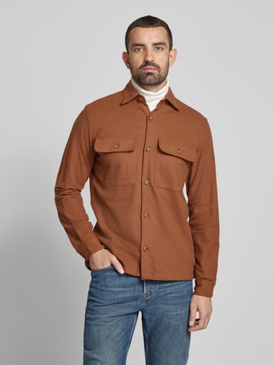 Jack & Jones Premium Regular Fit Hemdjacke mit Brustpattentaschen Modell 'RAYMOND' Cognac 4