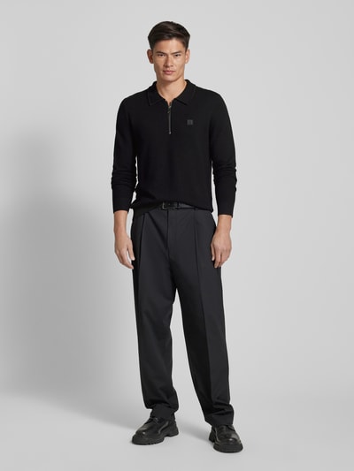 HUGO Regular Fit Poloshirt mit Strukturmuster Modell 'Sastoon' Black 1