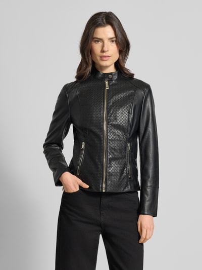 GUESS Bikerjack in leerlook met opstaande kraag model 'CLAUDINE' Zwart - 4