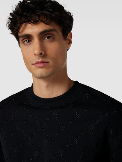 JOOP! Collection Sweatshirt met structuurmotief met logo, model 'Tizio' Zwart - 3