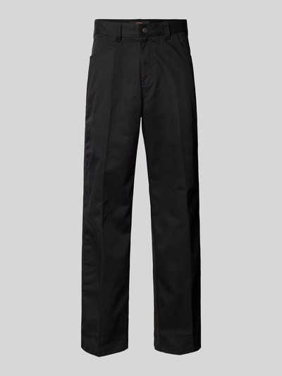 Produktfoto, Loose Straight Fit Hose mit Bügelfalten von Dickies in Schwarz, glatte Oberfläche, sichtbare Eingrifftaschen, Material-Mix mit Baumwoll-Anteil.