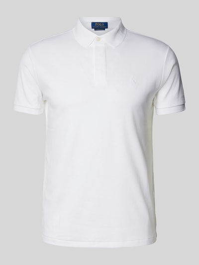 Polo Ralph Lauren Custom Slim Fit Poloshirt mit Logo-Stitching Modell 'INTERLOCK' Weiss 1