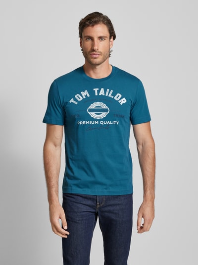 Tom Tailor Herren T-Shirt mit Statement-Print Gruen 4