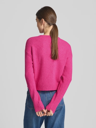 DKNY Gebreide pullover met labelprint Felroze - 5