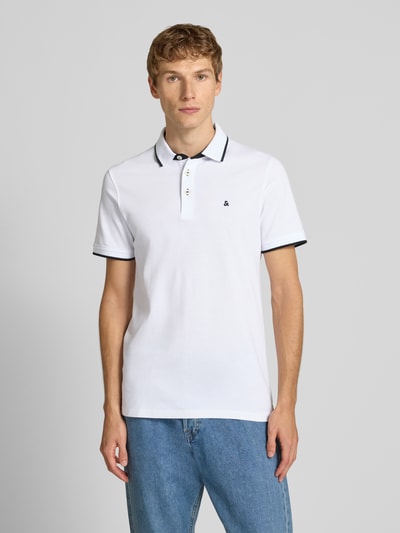 Jack & Jones Regular Fit Poloshirt mit Label-Stitching Modell 'PAULOS' Weiss 4