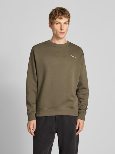 Pepe Jeans Regular fit sweatshirt van katoenmix, model 'MACBETH' Olijfgroen - 4