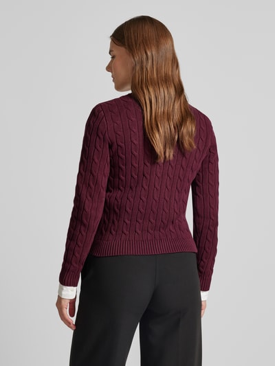 Lauren Ralph Lauren Gebreide pullover met ribboorden, model 'MONTIVA' Bordeaux - 5