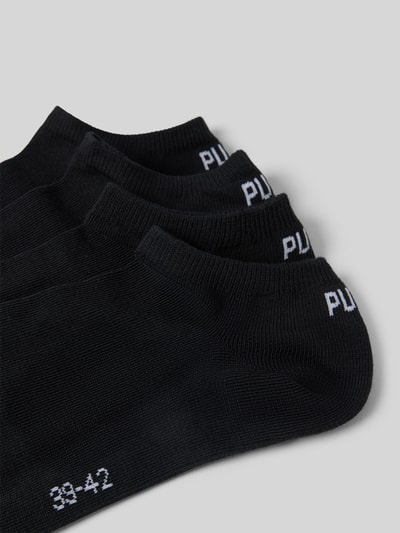Produktfoto, Sneakersocken mit Logo im 4er-Pack von PUMA, mieszanka bawełny z dodatkiem streczu, dopasowany krój, czarne, zestaw 4 szt.
