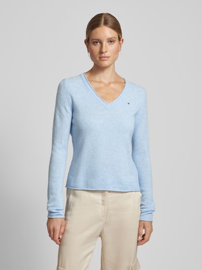 Tommy Hilfiger Pullover met afgeronde V-hals, model 'SOFT WOOL' Lichtblauw - 4