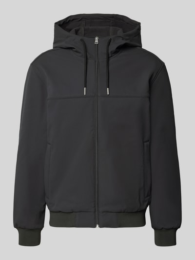 Produktfoto, czarna kurtka funkcyjna z kapturem Regular Fit Funktionsjacke mit Kapuze von Tom Tailor Denim, gładka faktura, męska kurtka funkcyjna