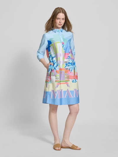 Milano Italy Knielange overhemdjurk van puur katoen Bleu - 1