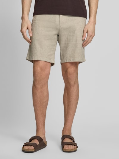 Selected Homme Regular Fit Chinoshorts aus Baumwoll-Leinen-Mix Modell 'BRODY' Oliv 4