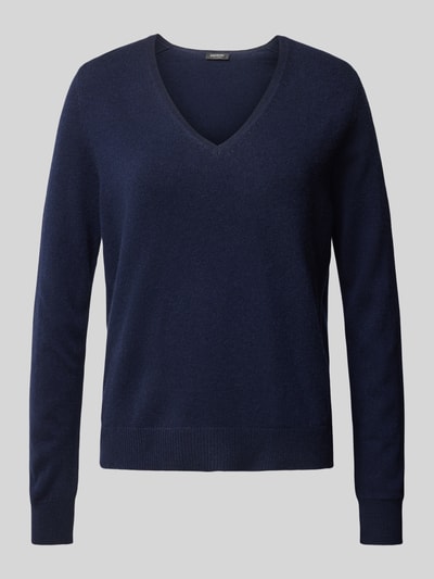 S.Marlon Kasjmier pullover met afgeronde V-hals Marineblauw - 2