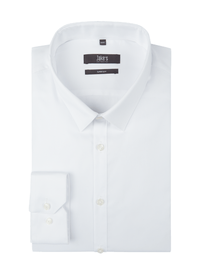 Jake*s Super Slim Fit Business-Hemd aus Twill Weiss 2